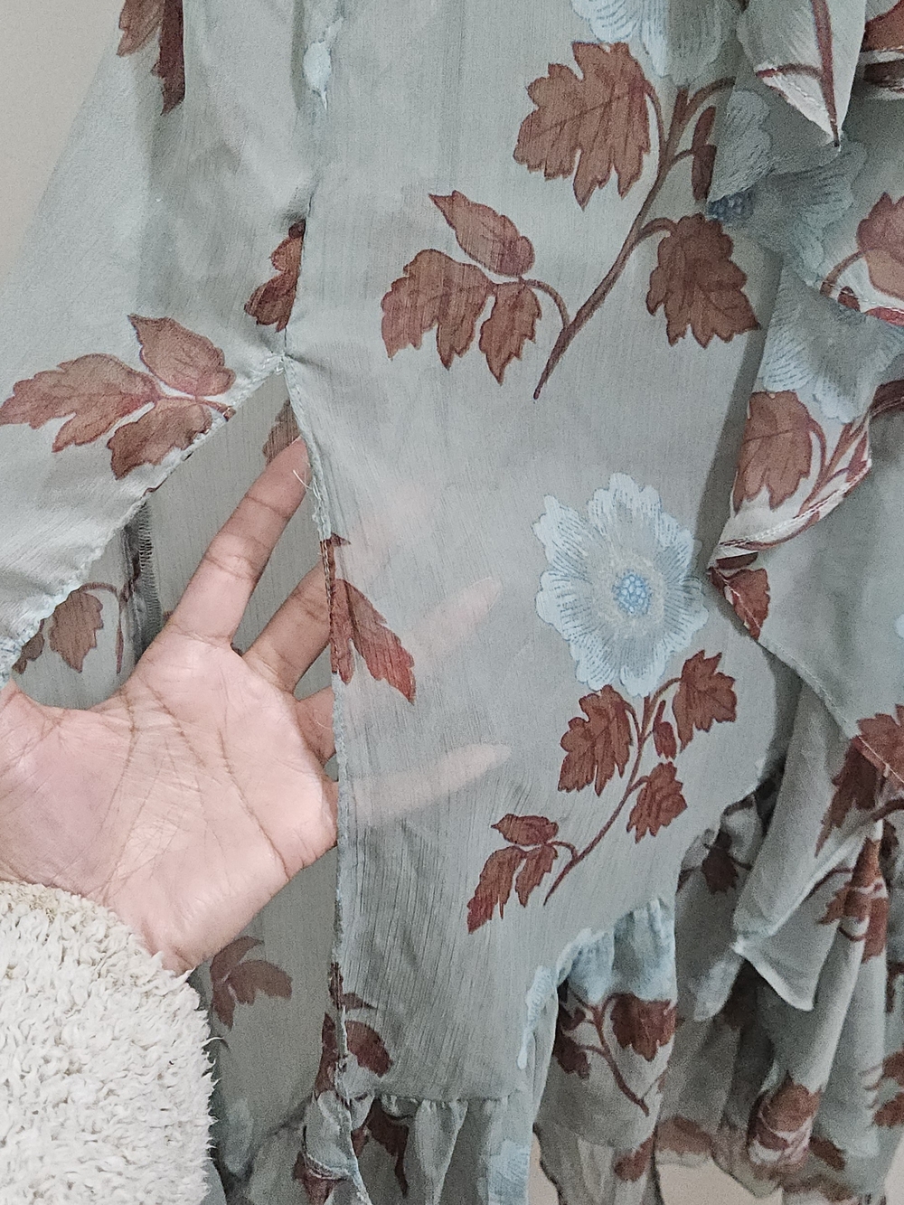 Free People Blue Floral Ruffled Slip Dress - Picture 3 of 9